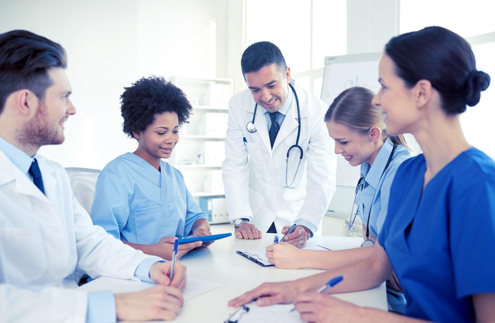 Team of medical professionals at a table